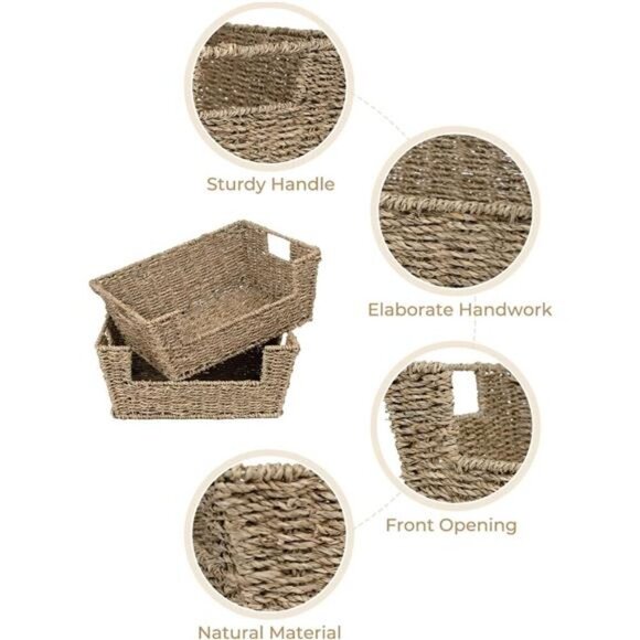 Seagrass Wicker Baskets for Storage, Pantry Baskets Organization and Storage - Picture 4 of 7